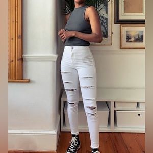 Topshop White ripped skinny jeans